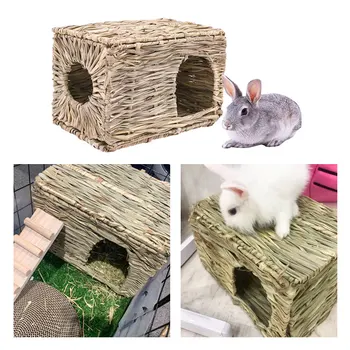 

Foldable Grass Woven Pets Hamster Nest Guinea Pig Rabbit Handcraft Cage Bed