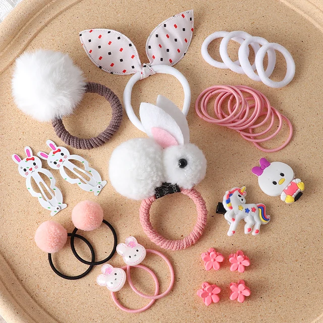 18/24 Pcs/Set Children Hair Clip Set Baby Head flower Fabric Bow Barrettes Hair clips Girl Elastic hair Headband Headdress Gift 30pcs-2