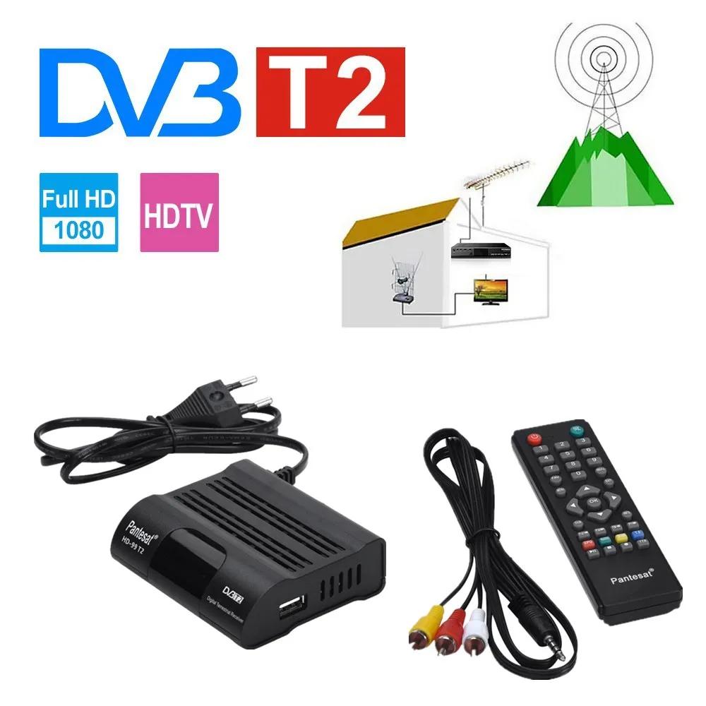 DVB HD 99 T2 Бесплатная цифровая ТВ приставка 1080P кабельный приемник DVBT2 тюнер Dvb