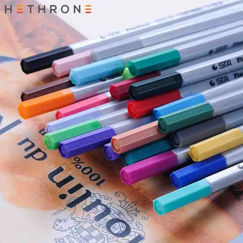 Hethrone 18 шт. тонкая цветная маркерная ручка рисованная акварелью художественные