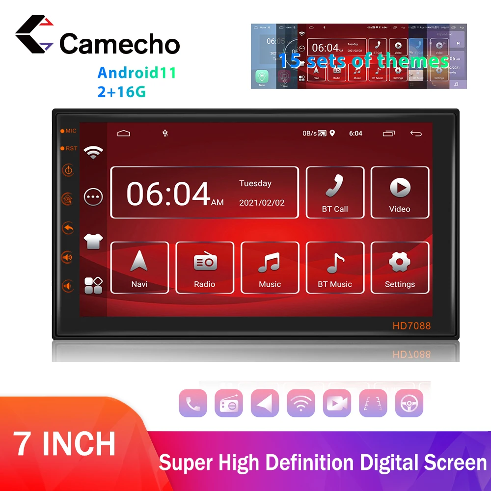 Camecho 7-дюймовый автомобильный радиоприемник Android 9 мультимедийный видеоплеер 1 ГБ