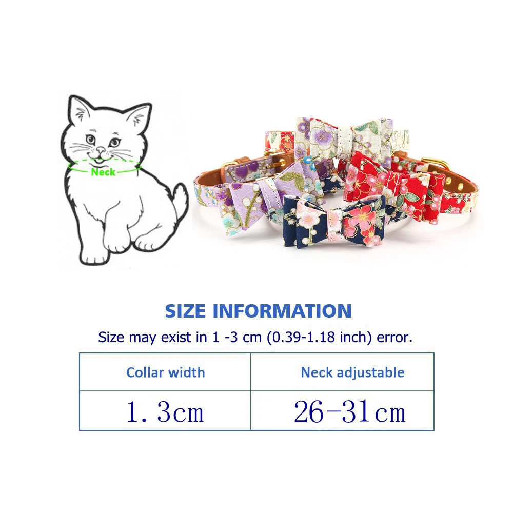 Cat Collar With Bell Dog Collar For Cats Solid Braid Kittens Pet Cat Collars Shiny Adjustable Collars For Cats Pet Lead Supplies (9-1)