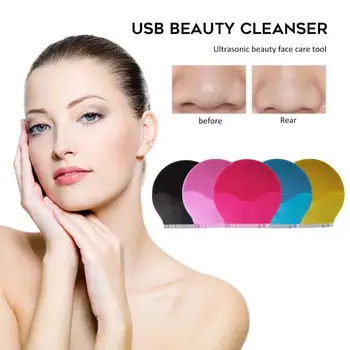 

Ultrasonic Vibration Electric Facial Cleansing Brush Silicone Sonic Face Cleansing Brush Blackhead Remover Cleaner Rechargeable