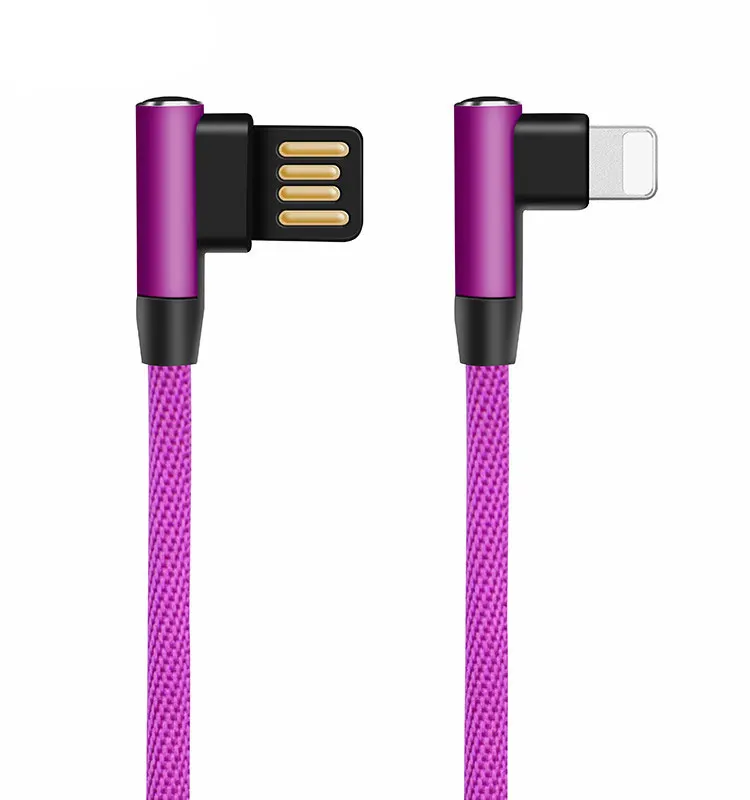 90 градусов usb кабель для iphone Быстрая Зарядка Синхронизация данных для iphone X 8 7 6 6s Plus iphone кабель зарядное устройство адаптер Тип c usb кабель - Цвет: Purple