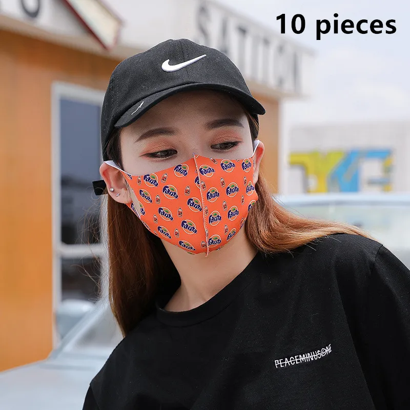 

10 pieces of new fashion printing masks, color sunscreen masks, dust masks, anime masks