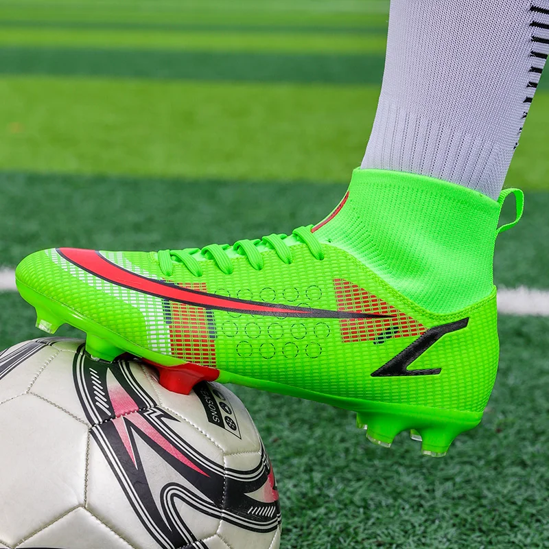 Fashion Fluorescent Green Children's Soccer Shoes Profession FG/TF Training Mens Football Boots Outdoor Soccer Sneakers Women
