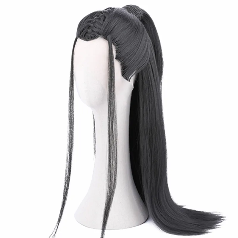 Fluffy Style Chen Qing Ling Cosplay Hair Classic Warrior Swodsman Hair Products Antique Hanfu Men Halloween Dress Up