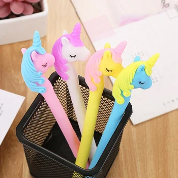 

1 Pcs Girls Heart Cartoon Unicorn Neutral Pen Students Sign Pen Writing Examination Pen Office Black Water Pen Kawaii Stationary