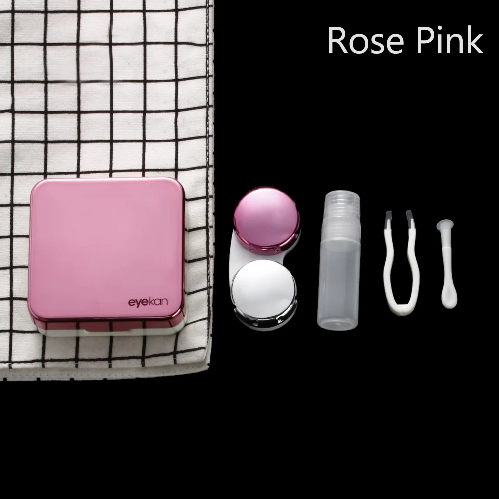 1 шт. ABS чехол для контактных линз с зеркалом для женщин, цветная коробка для контактных линз, контейнер для контактных линз, милый дорожный набор, коробка - Цвет: Style 1- rose pink