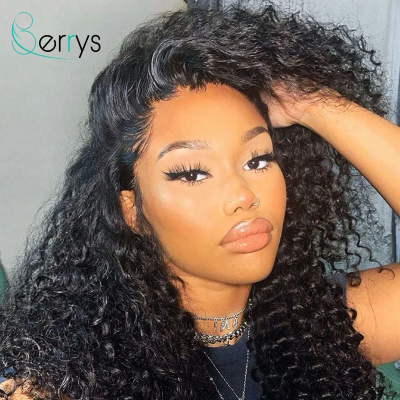Berryshair 10A малайзийские человеческие волосы парики Кудрявые кудрявые без клея