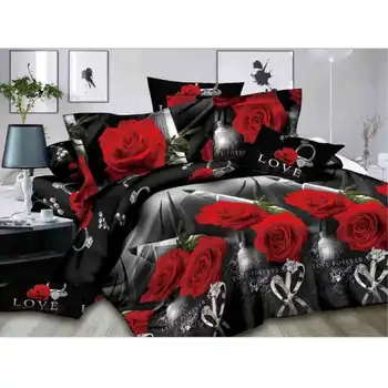 

4PCS Luxury 3D Rose Wedding Bedding Set Duvet Cover Bedsheet Pillowcases Bedclothes Comforter Bedding Sets Valentine's Day Gift