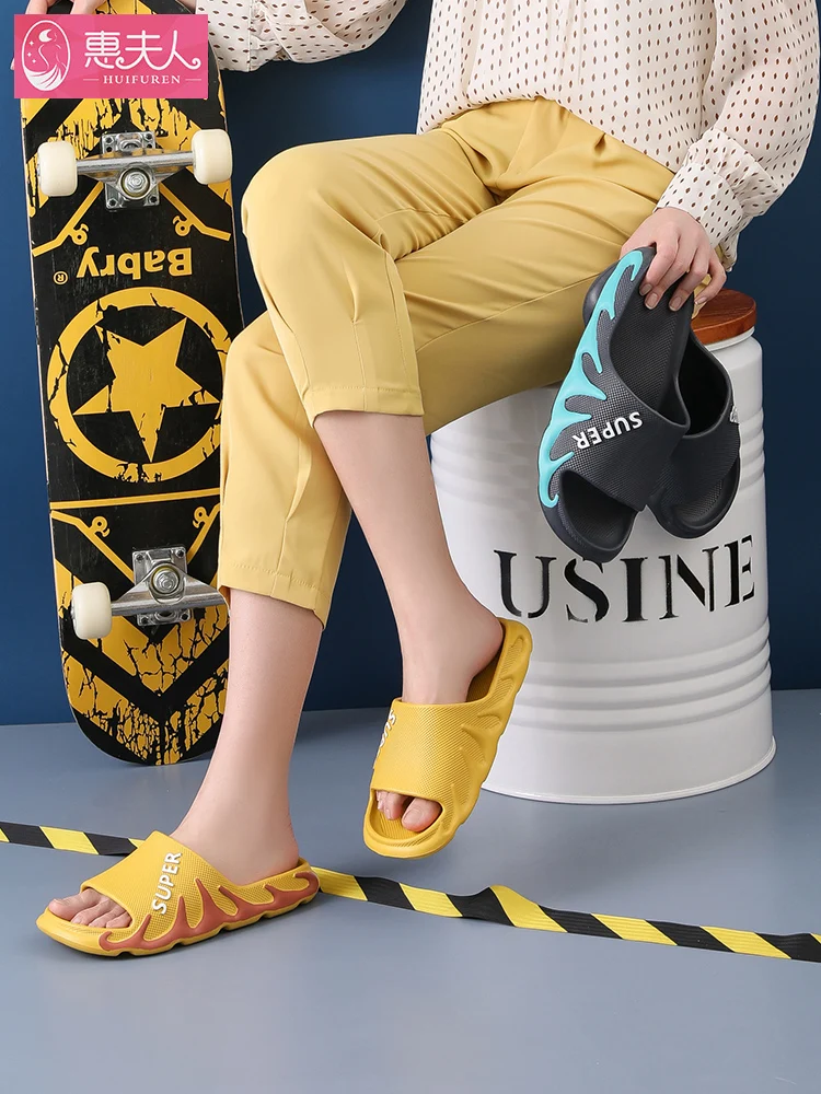 Men Wear Outside Cool Sandals Large Base Ins Odor-proof Boys Slippers in The Summer of Anti-skid Bathroom Outdoor Home Slides