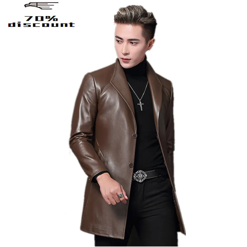 

Genuine Leather Jacket Spring Autumn Jacket Men Real Sheepskin Coat for Men Blazers Trench Coats T-68-8009 MY2048