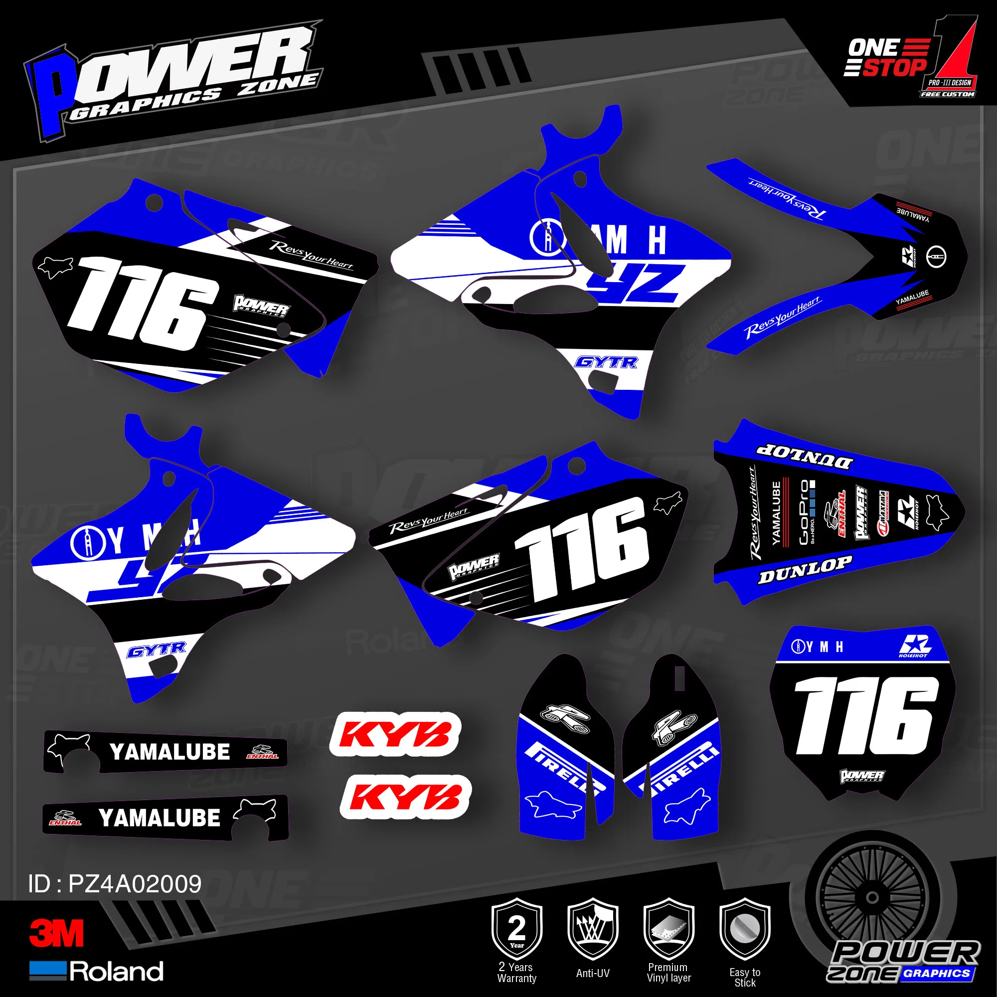 2001 yamaha yz250 graphics kit