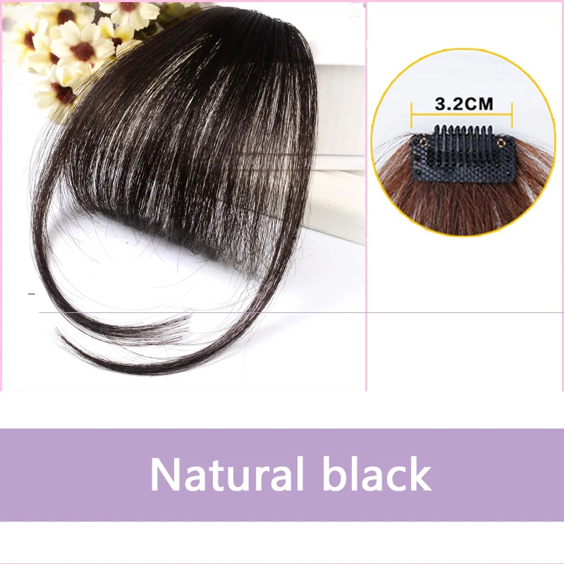 ALLAOSIFY зажатые в волосах челки парик Синтетический имитация челок блок волос обрезанный в волосы челка клип челка черный - Цвет: B2