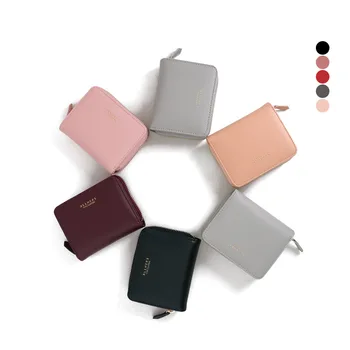 

Womens Genuine Leather Short Wallet Lady's Fashion Mini Wallet Slim Purse Female Girls Folding Money Clips carteira feminina