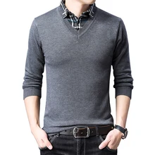 *#Best Price BROWON Sweater Mens Knitwear Autumn Fashion Sweater Men's Fake Two-piece High Neck Sweate Shirt Collar Clothes Plus Size M-XXXL *#Best Price BROWON Sweater Mens Knitwear Autumn Fashion Sweater Men's Fake Two-piece High Neck Sweate Shirt Collar Clothes Plus Size M-XXXL