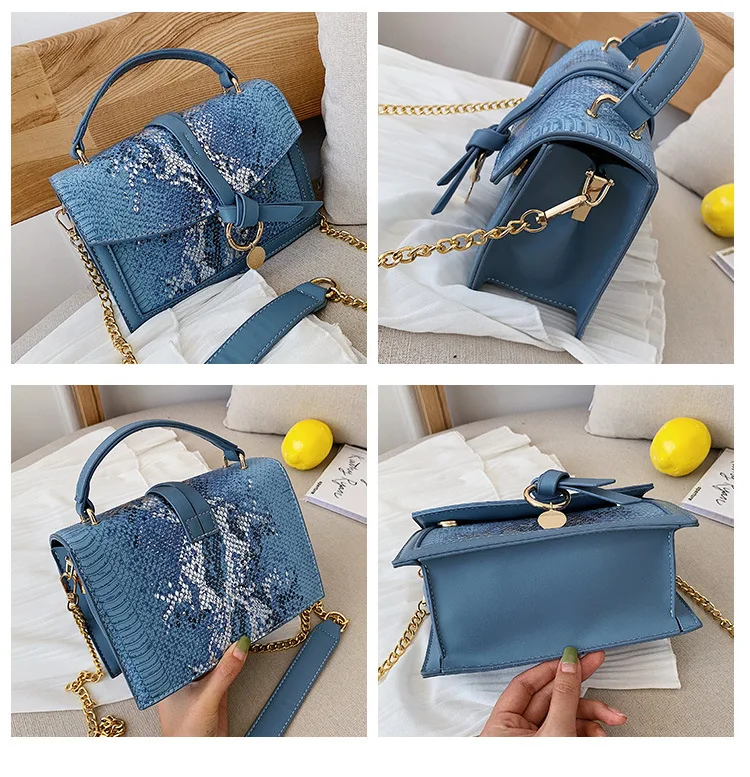 

2019 Autumn New Style WOMEN'S Bag Europe And America Snakeskin Print Square Sling Bag Hand Cool WOMEN'S Bag Shoulder Diagonal Cl