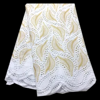 

African Lace Fabric 2020 High Quality Lace Swiss Voile Lace In Switzerland White and Gold Dubai Fabric With Stones For Men Women
