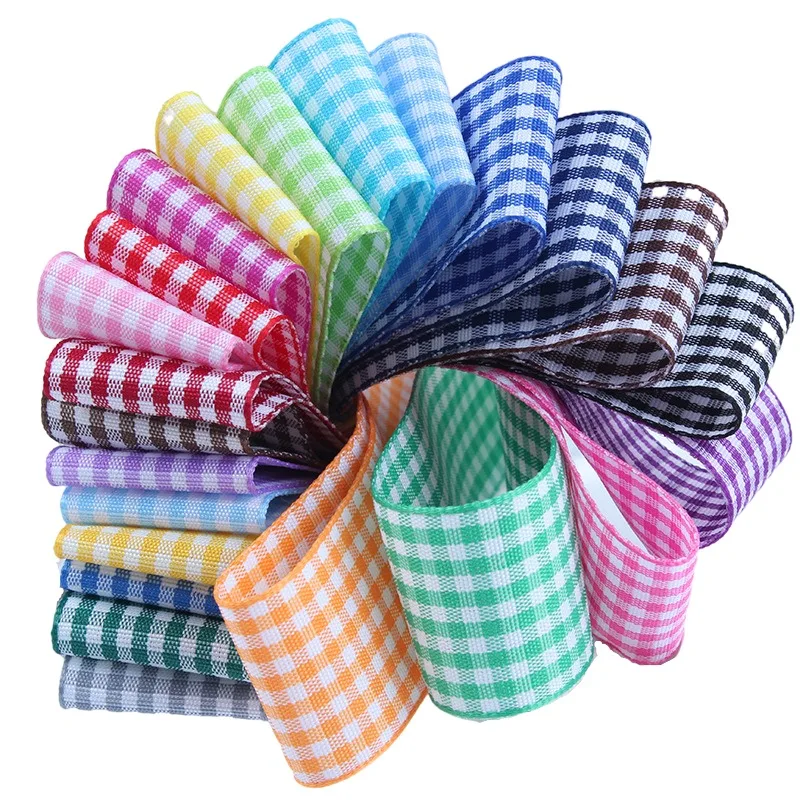 5yard/lot 6/9/16/25/38mm popular Scottish tartan ribbon clothing accessories handmade decorative packaging tartan ribbon T-041