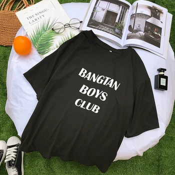 

BANGTAN BOYS CLUB T Shirt Summer New Short Sleeve Casual Letter Print Tops Women Streetwear Tee Shirt Femme Korean Kpop Clothes
