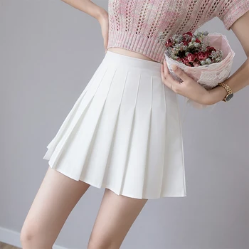 

Sexy Women Pleated Skirt Summer High Waist Chic A Line Ladies Pink Mini Skirt Korean Zipper Preppy Style Girls Dance Skirt