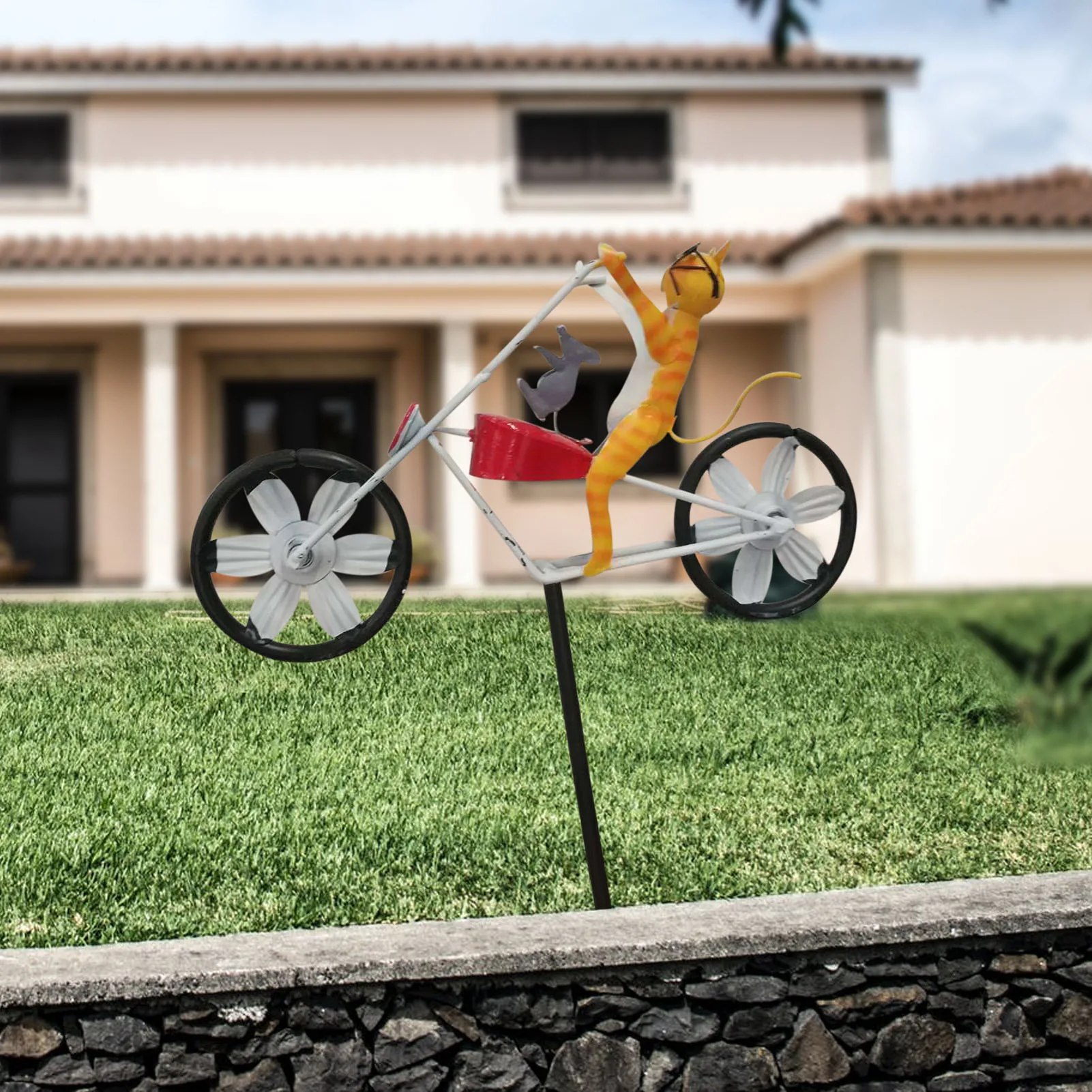 SCASTOE Cute 3D Animal on Bike Windmill Whirligig Wind Spinner Garden Lawn Yard Decor