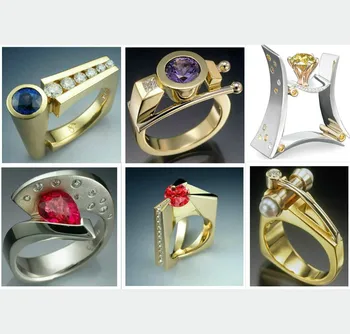 

Personalized Modern Jewelry Women's Custom Gold Color Rings Zircon Gothic Irregular Unique Rings Female Wedding Party Jewelry