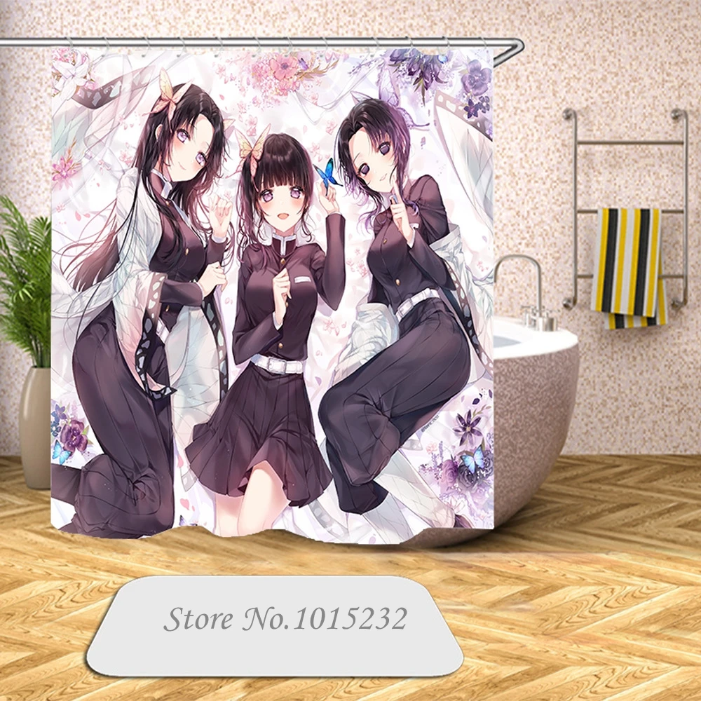 Kimetsu no Yaiba 3D Print Demon Slayer Anime Shower Curtain Polyester Fabric Bathroom Waterproof Hook Bath 16 | Дом и сад