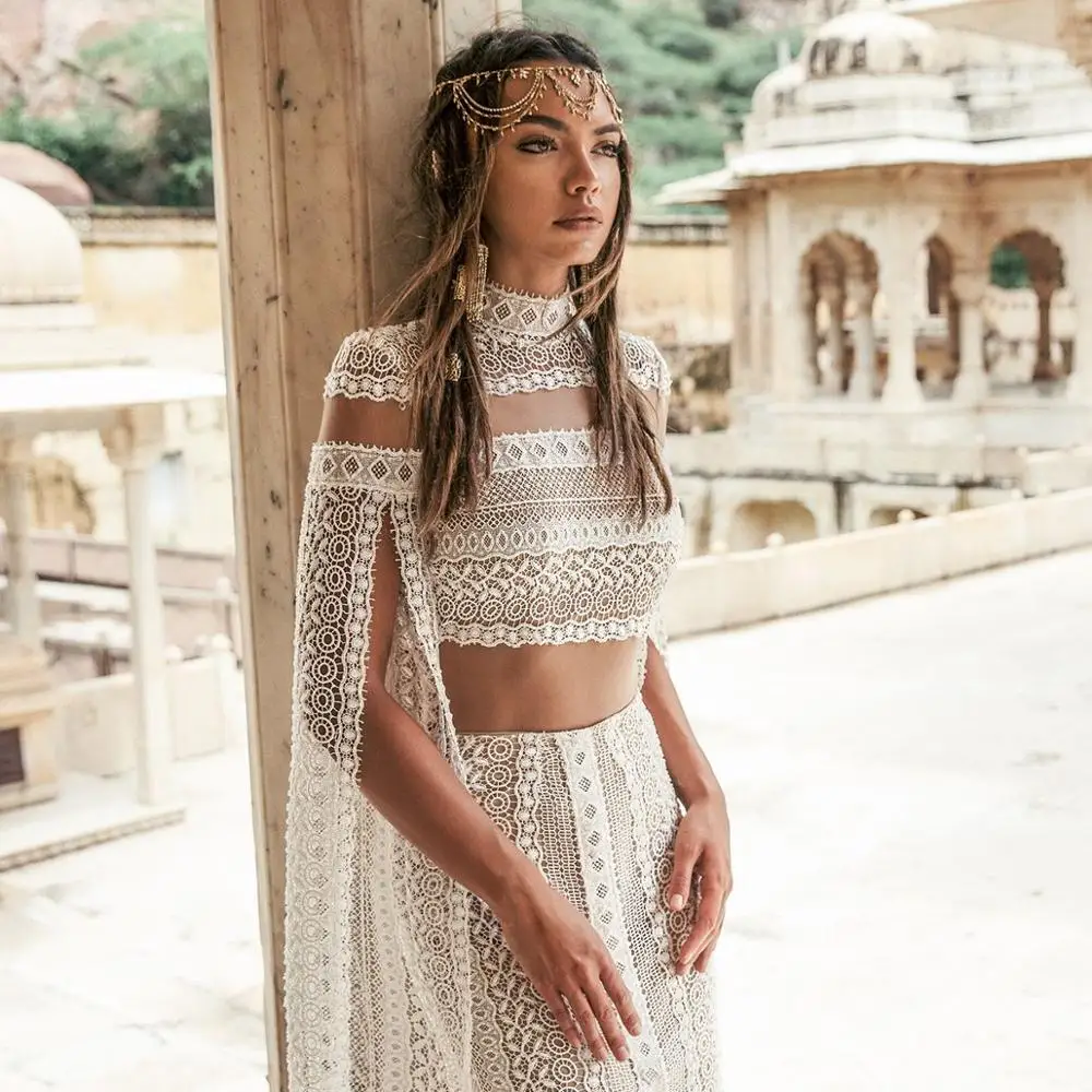 

Eslieb Gorgeous Long Sleeves Lace Boho Wedding Dress 2020 Beach Wedding Dresses Custom Make HA143