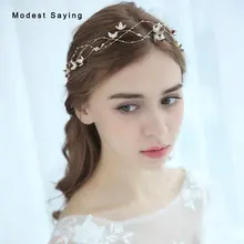 Fairy Beaded Flowers Wedding Headbands Bridal Headwear Wreath Wedding Accessories for Brides headpiece dekoracje weselne