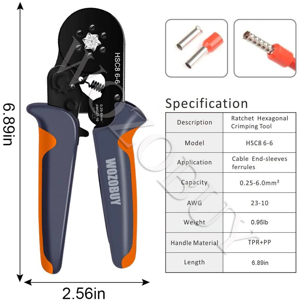 WOZOBUY Electrician Crimping Tool Kit - Multifunctional Wire Stripper Set HSC8 6-6/6-4 Pliers, For Tube Terminal Wire Pliers 6