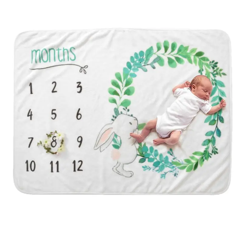 

Baby Milestone Blanket Newborn Photo Prop Backdrop with Monthly Growth Chart for Girl and Boy K4UE