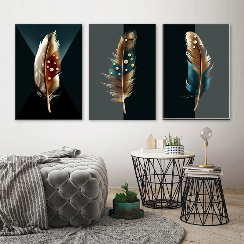 

Абстрактное искусство, перо, холст, живопись, настенные картины для гостиной, 3 шт., современные плакаты и принты, внутренний Декор для дома