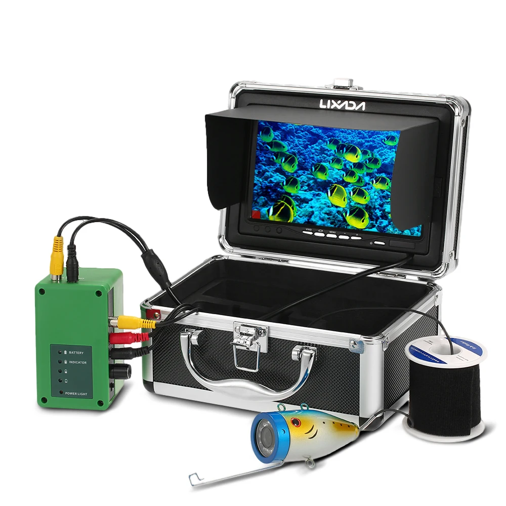 

7 Inch 1000TVLFishing Camera Kit underwater camera for fishing 12 LED Lamp Lights Fish Finder Lake 15M Cable EU/US Plug