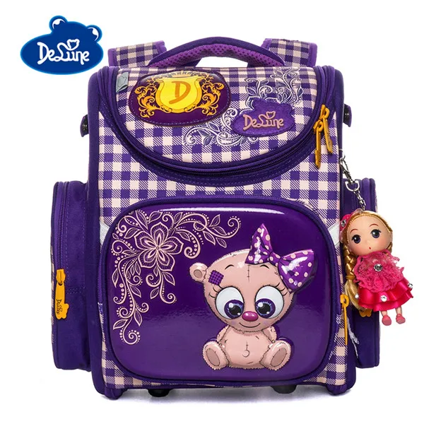Delune От 5 до 9 лет с фабрики, новые школьные сумки, ортопедический рюкзак, ранец с рисунком, Mochila Infantil, детский школьный рюкзак для девочек - Цвет: 3-157smallstyle