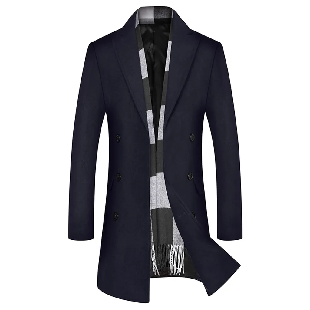 Мужской повседневный Тренч, модная деловая длинная приталенная куртка, верхняя одежда, зимняя куртка для мужчин