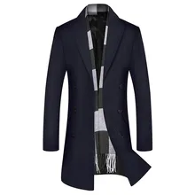 Мужской повседневный Тренч, модная деловая длинная приталенная куртка, верхняя одежда, зимняя куртка для мужчин