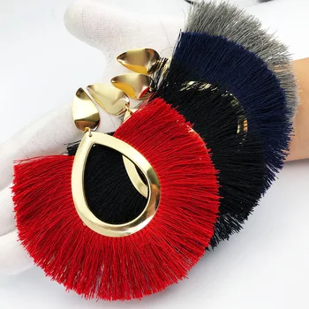 

Boho Waterdrop Shaped Tassel Earrings for Women Big Dangle Statement Earrings Party Jewelry Bijoux Boucles D Oreille Femme 2020