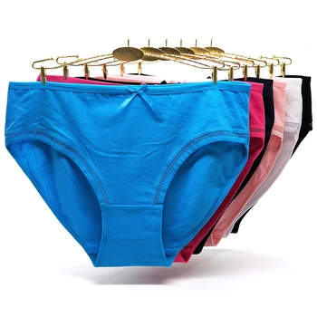 

1-6pcs/lot Wholesale Women's Clothing High-Rise Solid Color Women Plus Size 2XL 3XL 4XL Cotton Briefs Panties 89366