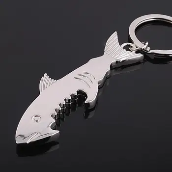 

LOGO printing, shark glossy bottle opener, metal keychain, creative small commodities 100PCS