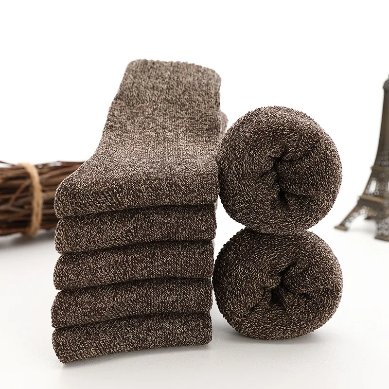 Chaussettes en laine épaisse unies pour homme