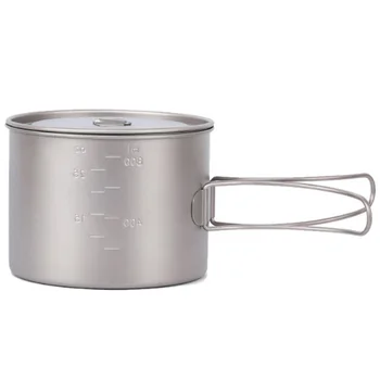 

New Hot Titanium Outdoor Cup Titanium Water Mug Cup With Lid Handle Outdoor Camping Pot Cooking Pots Picnic Hang Pot 900Ml