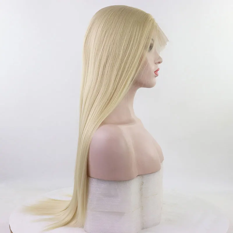 Bombshell мед белый синтетический парик фронта шнурка шелковистые прямые термостойкие волокна волос безклеевой натуральный волос для женщин парики