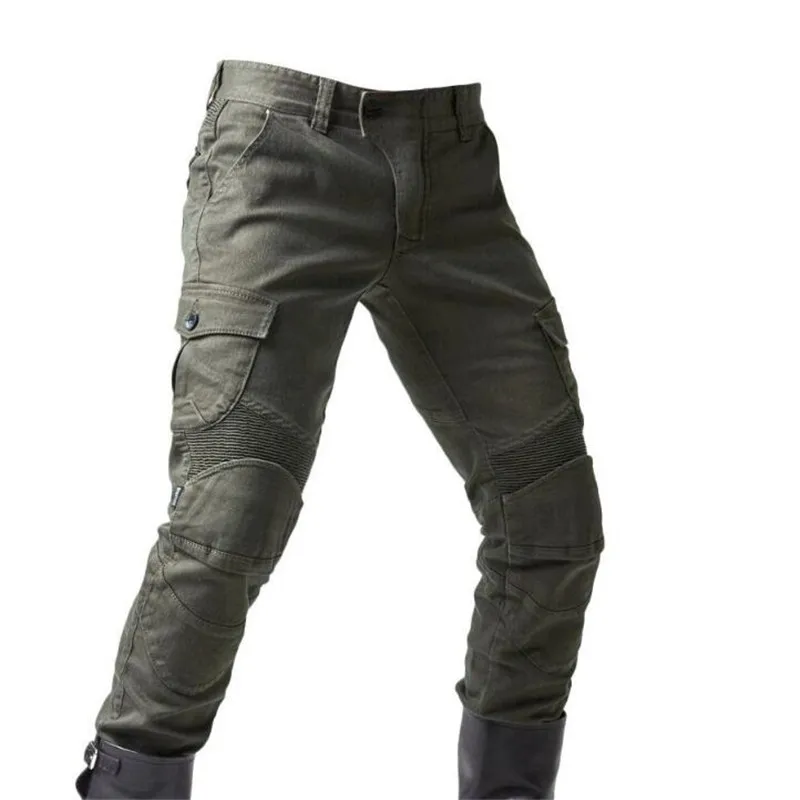 Green Motorcycle Pants Men Motocross Racing Trousers Cargo Jeans Touring Riding Pantalon Moto Pants Motorcycle Equipment Pants