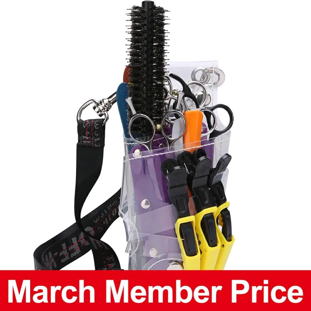 

5 packs New Fashion Transparent Scissors Bag Salon Hairdresser Hair Tools Large Capacity Durable Double Layer Design Waist Bag