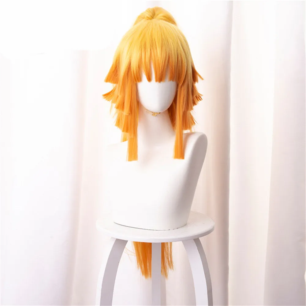

Anime Comic Demon Slayer Kimetsu no Yaiba Cosplay Wigs Agatsuma Zenits Cosplay Wig Synthetic Wig Orange Long Women Version Wigs