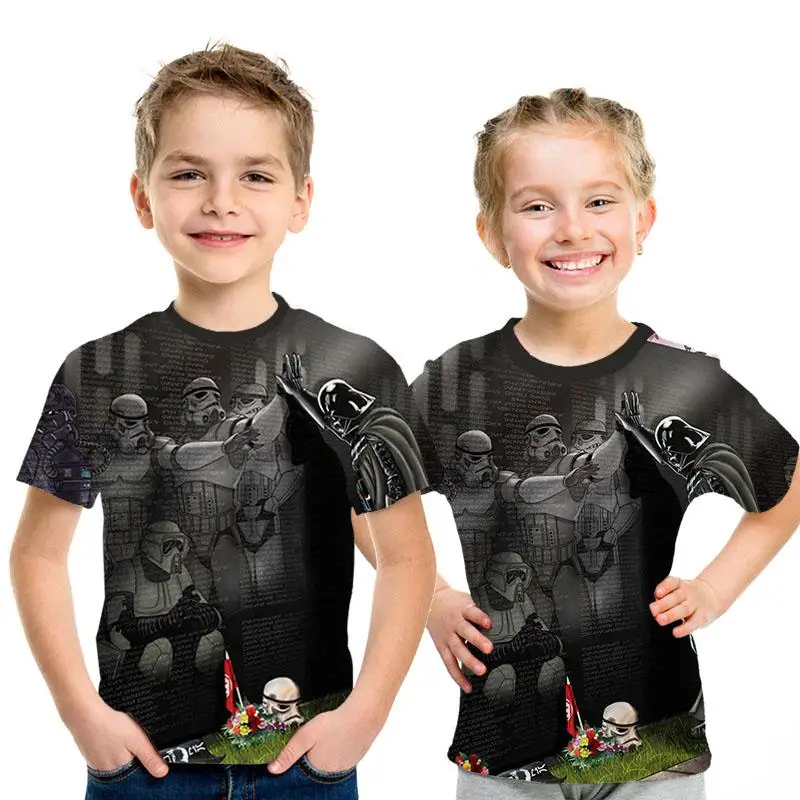 Новая летняя футболка с 3D принтом «Звездные войны» Забавные футболки с короткими рукавами для мальчиков и девочек, модная повседневная одежда футболка Harajuku, 3 D