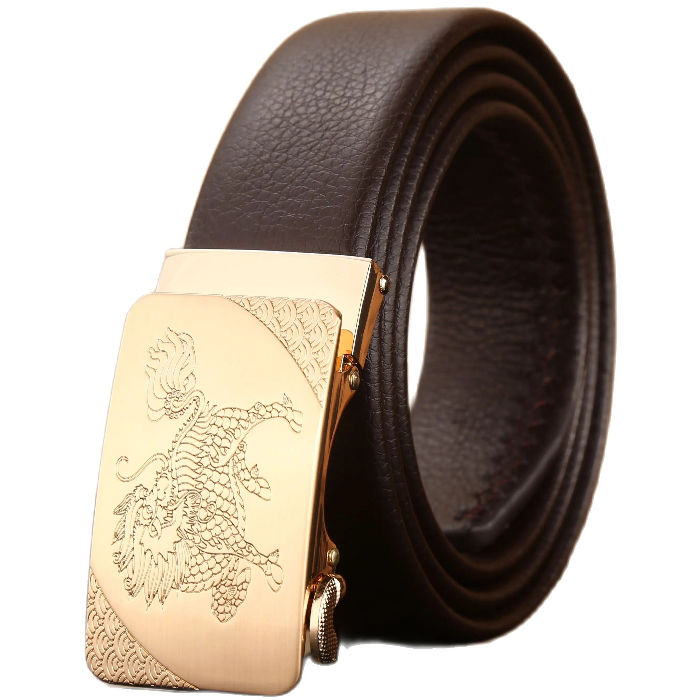 2020 new hot designer belt men high quality luxury fiber leather lion famous brand automatic buckle 140 cm 150 160 170 180 brown