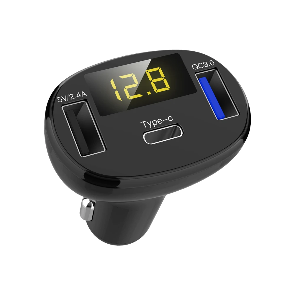QC 3 0 светодиодный автомобильный адаптер питания зарядное устройство для